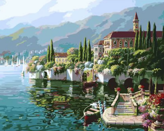 Lac et Village d'Italie