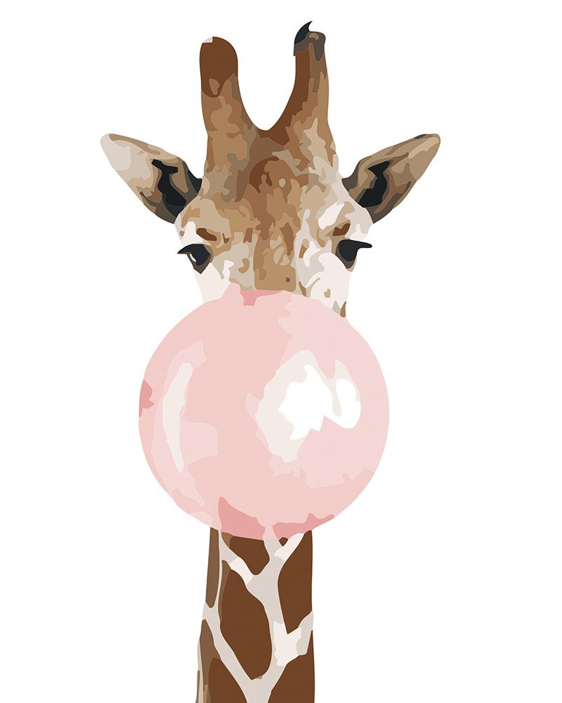 Girafe et bulle de chewing-gum