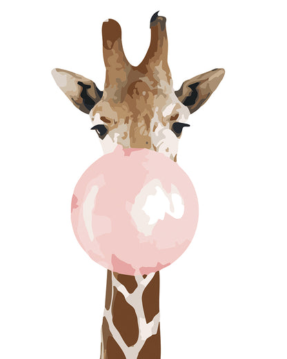 Girafe et bulle de chewing-gum