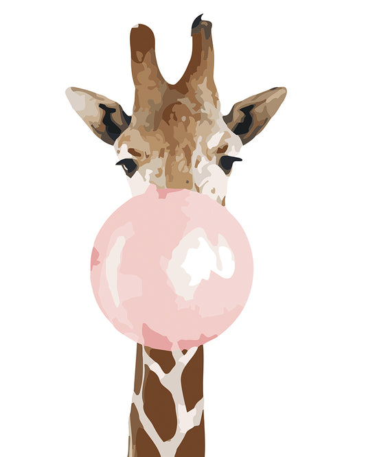 Girafe et bulle de chewing-gum