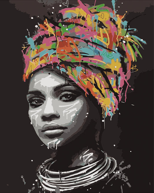 Femme africaine au turban coloré